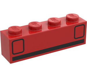 LEGO Červená Kostka 1 x 4 s Basic Auto Taillights (3010)