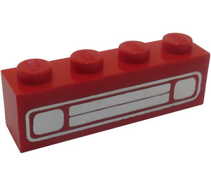 LEGO Červená Kostka 1 x 4 s Chrome stříbrný Auto Mřížka a Headlights (Reliéfní) (3010)