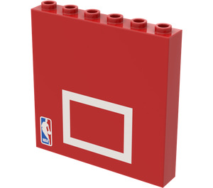 LEGO Červená Kostka 1 x 6 x 5 s 'NBA' a Bílá Rectangle (45528 / 46196)