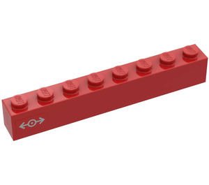 LEGO Red Kostka 1 x 8 s Vlak logo (Levá) Samolepka (3008)