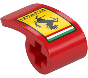 LEGO Červená Zakřivený Panel 2 x 1 x 1 s Ferrari logo (78697 / 89679)