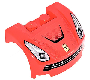 LEGO Mudgard Bonnet 3 x 4 x 1.3 Zakřivený s Šedá Headlights s Ferrari Emblem Samolepka (18321)