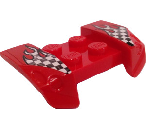 LEGO Blatník Deska 2 x 4 s Overhanging Headlights s Flaming Checkered Flags Samolepka (44674)