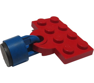 LEGO Red Deska 2 x 4 s Vlak Coupling Deska s krátkým 6mm modrým magnetem