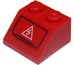 LEGO Červená Sklon 2 x 2 (45°) s Electrical Hazard Samolepka (3039)