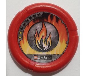 LEGO Red Technic Bionicle Zbraň Throwing Disc s oheň, 2 Pips, Plamen logo (32171)