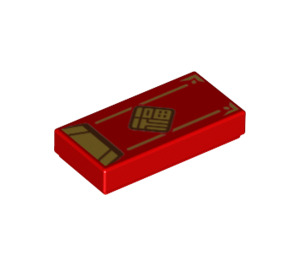 LEGO Red Dlaždice 1 x 2 s Envelope s Gold Flap, diamant, a Trim s Groove (3069 / 83669)