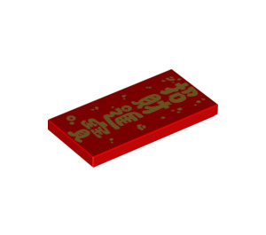 LEGO Red Dlaždice 2 x 4 s Chinese Characters (83668 / 87079)