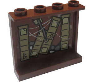 LEGO Panel 1 x 4 x 3 with Books and Arrow Model Left Side Sticker s bočními podpěrami, dutými čepy (60581)