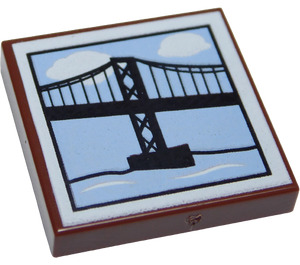 LEGO Červenohnědá Dlaždice 2 x 2 s Bridge Painting s drážkou (3068 / 23035)