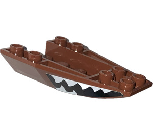 LEGO Klín 6 x 4 Trojnásobný Zakřivený Převrácený s Smiling Jaws s Zuby Samolepka (43713)