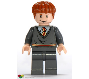 LEGO Ron Weasley s Gryffindor Skokan a Šedá Nohy (Oboustranné Hlava) Minifigurka