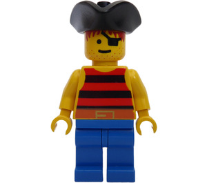 LEGO Lebka Island Pirát s Červená a Černá Striped Košile Minifigurka