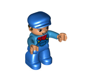 LEGO Steam Vlak Driver s Modrá Overalls a Víčko Duplo figurka