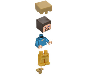 LEGO Steve s Perlově zlatá Nohy, Brnění a Helma Minifigurka