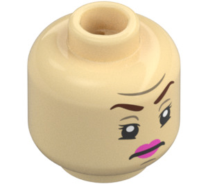 LEGO Minifigurka Hlava s Růžová Lips a Zamračená tvář (Zapuštěný pevný cvoček) (3274 / 104416)