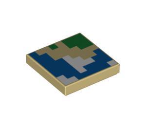 LEGO Dlaždice 2 x 2 s Modrá a Green Pixels s Groove (1005 / 3068)
