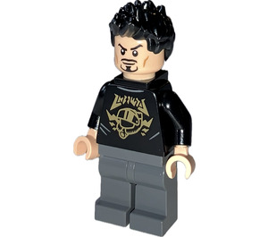 LEGO Tony Stark s Černá Košile s Gold Helma a Držák na krk Minifigurka