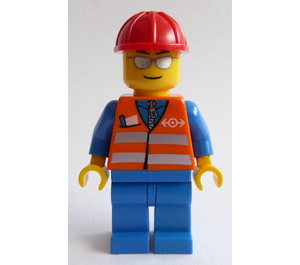 LEGO Vlak Worker s oranžový Safety Vest a stříbrný Pruhy Minifigurka