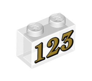 LEGO Kostka 1 x 2 s '123' bez spodní trubky (3004 / 72218)
