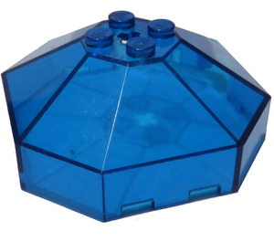 LEGO Transparentní tmavě modrá Čelní sklo 6 x 6 Octagonal Baldachýn s otvorem pro nápravu (2418)