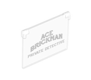 LEGO Sklo for Okno 1 x 4 x 3 Opening s "Ace Brickman - Private Detective" Writing (19598 / 60603)