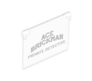 LEGO Sklo pro Okno 1 x 4 x 3 Opening s "Ace Brickman - Private Detective" Writing (19598 / 60603)