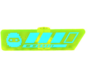 LEGO Transparent Neon Green Gameplayer Label s Medium Azure Ninja Hlava a Pruhy Vzor (Zapuštěný masivní čep)
