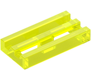 LEGO Transparentní neonově zelenáá Dlaždice 1 x 2 Mřížka (se spodní drážkou) (2412 / 30244)