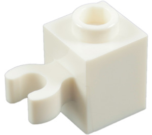 LEGO White Kostka 1 x 1 s Vertikální Klip (Otevřený klip „O“, dutý kolík) (60475 / 65460)