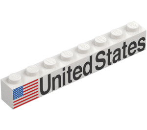 LEGO Kostka 1 x 8 s American Vlajka a United States (Levý) (3008 / 78244)