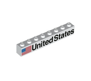 LEGO White Kostka 1 x 8 s American Vlajka a United States (Levá) (3008 / 78244)