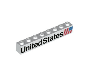 LEGO Kostka 1 x 8 s 'United States' a Vlajka (Pravá) (3008 / 78245)