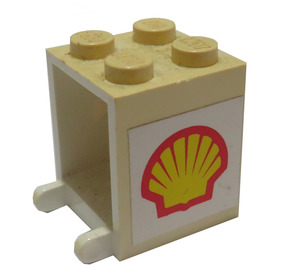 LEGO Kontejner 2 x 2 x 2 s Shell logo Samolepka s pevnými cvočky (4345)