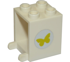LEGO Kontejner 2 x 2 x 2 s Yellow butterfly Samolepka se zapuštěnými svorníky (4345)