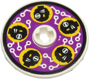 LEGO Disk 3 x 3 s Black Heads na Purple Background Samolepka (2723)