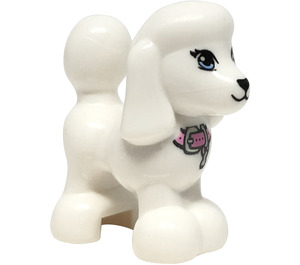 LEGO White Pes - Poodle s Bright Pink Collar (11575 / 13038)