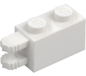 LEGO Bílá Závěs Kostka 1 x 2 Zamykání s Dual Finger na Koncovka Horizontální (30540 / 54672)