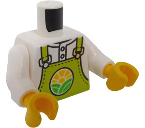 LEGO White Minifig Trup Shirt s Lime Bib Overalls s City Farm logo (973 / 76382)