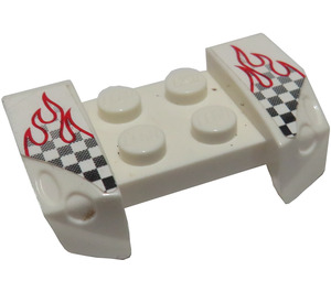 LEGO Blatník Deska 2 x 4 s Overhanging Headlights s Checkered Plamen Samolepka (44674)