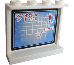 LEGO White Panel 1 x 4 x 3 s Map a Target Inside Samolepka s bočními podpěrami, dutými čepy (35323)