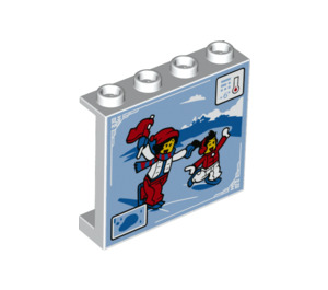 LEGO Panel 1 x 4 x 3 s Skating Couple Display s bočními podpěrami, dutými čepy (35323 / 83860)