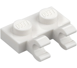 LEGO Bílá Deska 1 x 2 s Horizontální Clips (Otevřené klipy 'O') (49563 / 60470)