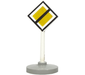 LEGO Road Sign (old) Náměstí na směřovat s outcrossed Yellow Náměstí a Black border se základnou typu 2