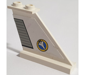 LEGO Bílá Kormidlo 1 x 3 x 4 s Vesmír Kyvadlová doprava logo a Flaps (Pravá) Samolepka (2340)