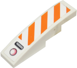 LEGO Bílá Sklon 1 x 4 Zakřivený s oranžová a Bílá Danger Pruhy Samolepka (11153)