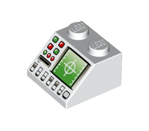 LEGO Bílá Sklon 2 x 2 (45°) s Radar Control Panel (46097 / 56570)