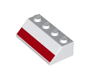 LEGO Sklon 2 x 4 (45°) s Red Stripe s drsným povrchem (3037 / 49412)