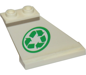 LEGO White ocasní plocha 4 x 1 x 3 s Recycling logo Levá Samolepka (2340)