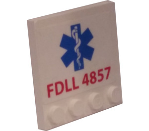 LEGO Dlaždice 4 x 4 s Study na Okraj s FDLL 4857 a EMT Star of Life Samolepka (6179)